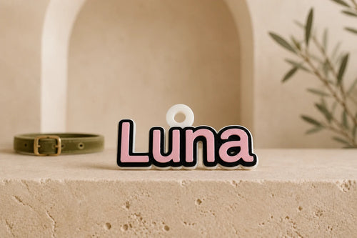 Personalisierte Hundemarke Kontur mit Namen Luna